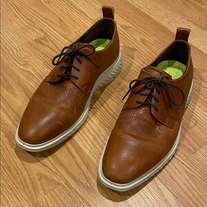 S-O-L-D. 
Ecco Tan Leather Derbys with Cream Sole